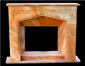 Stone Fireplace, MRBLE Pink Marble Fireplace