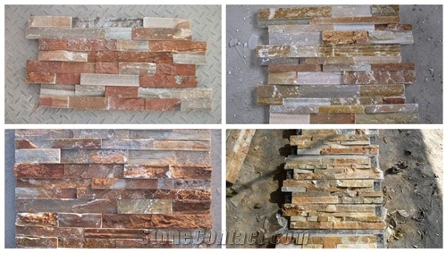 Red Slate Stones for Exterior Wall House, Lotus Natural Red Slate Cultured Stone, Hebei P014 Red Slate Cultured Stone