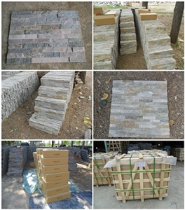 Stone Wall Panel , China Hebei Yellow Beige Slate Cultured Stone