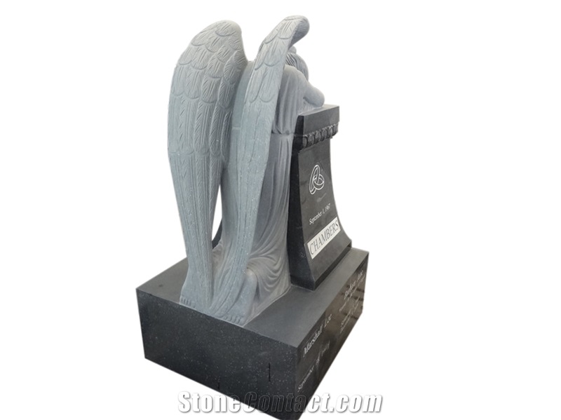 Black Sleeping Angel Tombstone and Monument