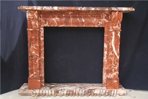 Chicken Blood Red Marble Fireplace Mantel