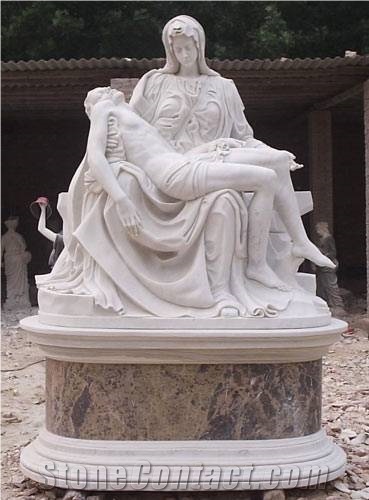 Religious Mary Holding Jesus Marble Sculptures, White Marble Sculptures
