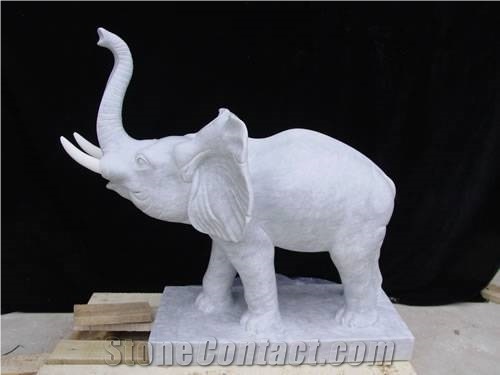 White Marble Elephant Statue, White Marble Statues