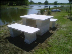 White Limestone Bench and Table