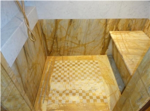 Giallo Siena Shower Tray, Yellow Marble