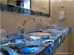 Blue Agate Semiprecious Stone Vanity Top