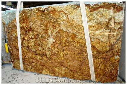 Cooper Canyon Granite Slabs, Brazil Yellow Granite