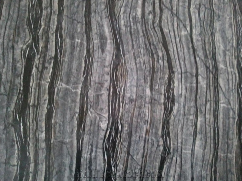 Silver Wave Black Wood Vein Marble Block