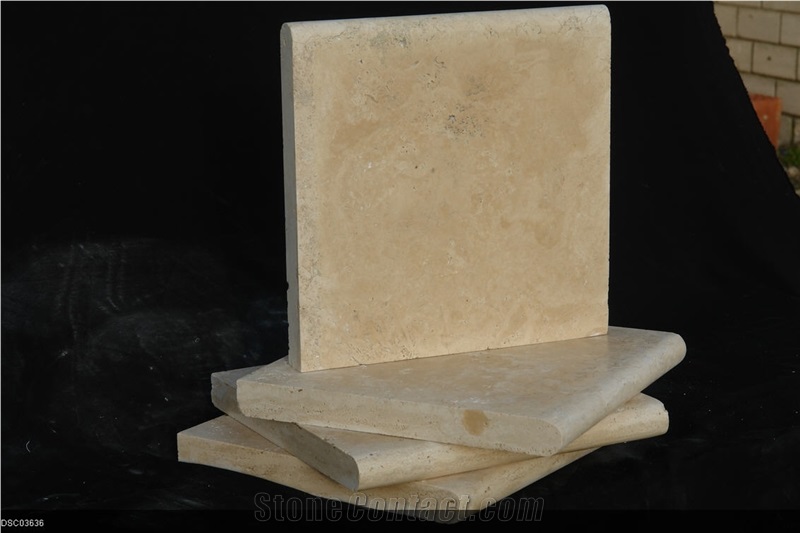 Ivory Commercial Travertine Pool Coping, Beige Travertine