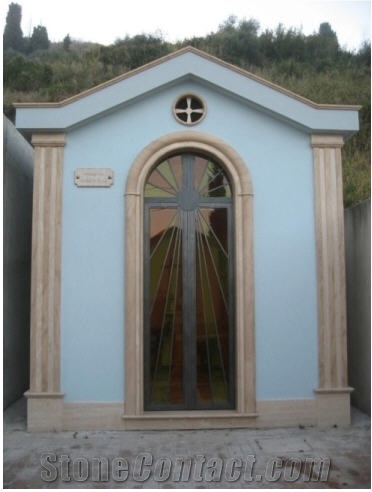 Chapel Door Frame in Travertine, Travertino Classico Romano Beige Travertine