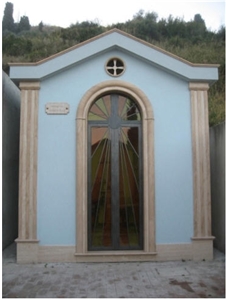 Chapel Door Frame in Travertine, Travertino Classico Romano Beige Travertine