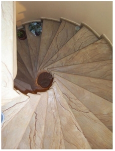 Stairs in Pietra Dorata Sandstone, Pietra Dorata Di Manciano Beige Sandstone
