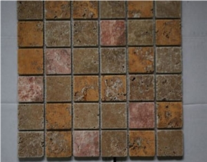 Antique Travertine Mosaic, Brown Travertine Mosaic