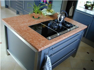 Kitchen Top in Rosso Verona, Red Marble
