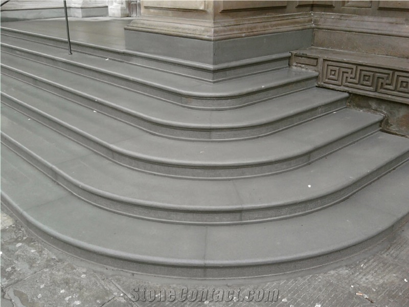 Staircase in Pietra Serena Honed, Grey Sandstone