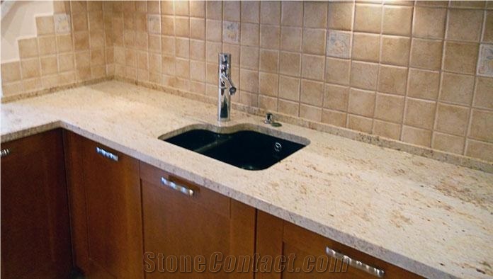 Colonial Cream Granite Kitchen Countertop Yellow Granite From