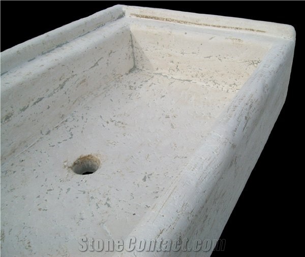 Stone Sinks Antique Style, Pietra Di Finale Chiara White Limestone