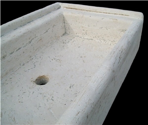 Stone Sinks Antique Style, Pietra Di Finale Chiara White Limestone