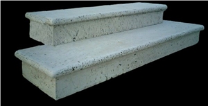 Stone Staircases Antique Style, Chiampo Venato Beige Limestone