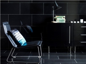 Absolute Black Granite Floor Tiles, Nero Assoluto India Black Granite