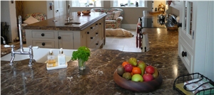 Worktops in Natural Marble, Marron Emperador Brown Marble Kitchen Countertops