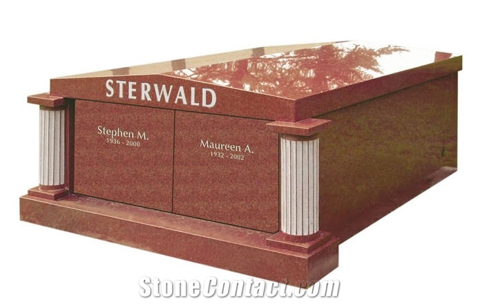 Double Crypt Private Mausoleums, India Red Granite
