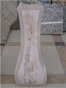 Funeral Vase, Biancone Di Castellammare Beige Limestone Urn, Vase, Bench