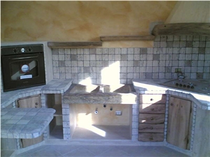 Rustic Kitchen Countertops in Travertino Romano Tu, Travertino Romano Classico Beige Travertine