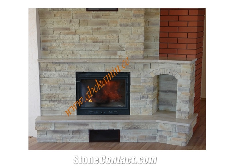 Cultured Sandstone Fireplace, Beige Sandstone Fireplace
