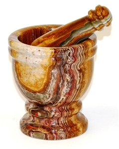 Multi Onyx Mortar and Pestle, Multicolor Red Onyx