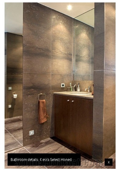 Bath Design with Maron Kesra, Brown Limestone Kitchen Design