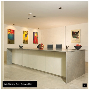 Gris Clair and Tunis Grey Worktop, Thala Gris Grey Limestone Kitchen Countertops