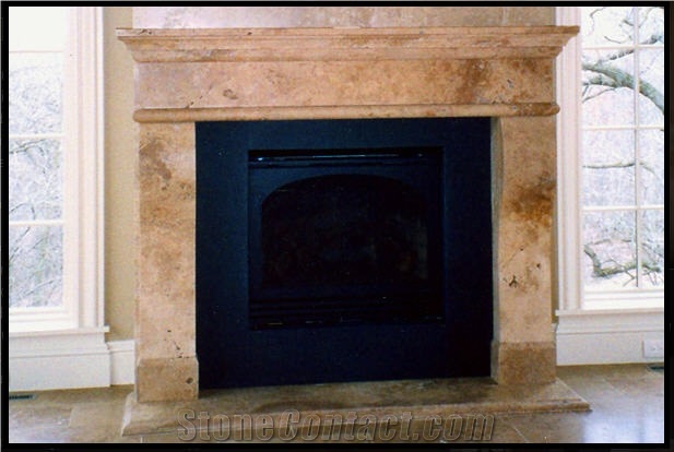 Fireplace, Ticul Naranja Pink Limestone