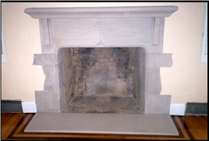 Limestone Fireplace, Crema Maya Beige Limestone