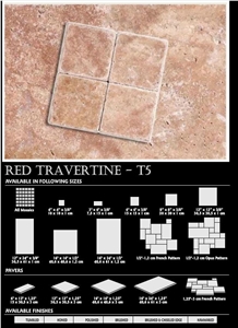 Red Travertine Susurluk Tumbled Tiles, Patterns
