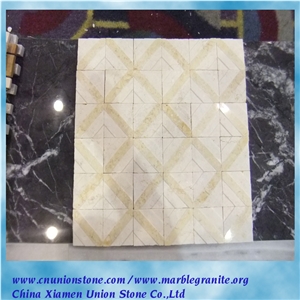 High Quality Tumbled Surface Sunny Yellow, Sunny Yellow Beige Marble Mosaic
