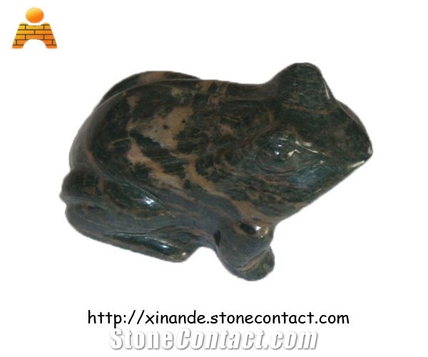 Natural Stone Frog, Green Jadeite Granite