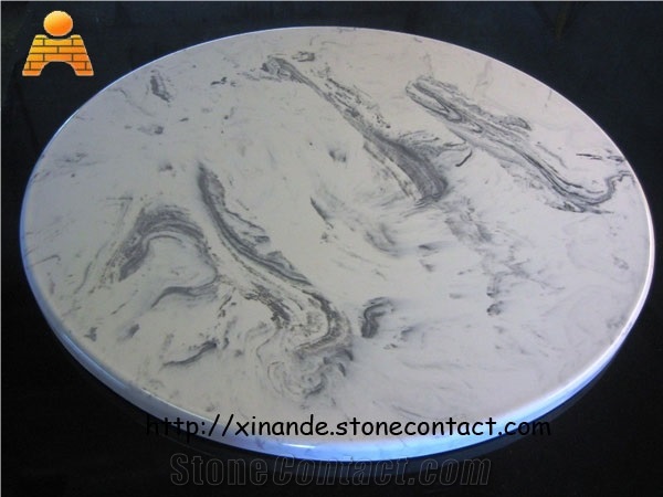 Round Tabletops, White Marble Tabletops