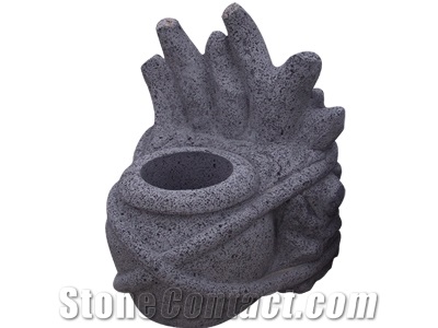 Black Granite Flower Pot