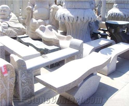 Granite Table and Bench, White Granite Bench