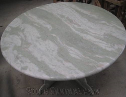 Table - Circle and Curve Cutting, Green Marble Tables