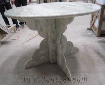 Table - Circle and Curve Cutting, Green Marble Tables