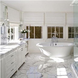 Macedonian White Marble, Sivec White Marble Bath Design