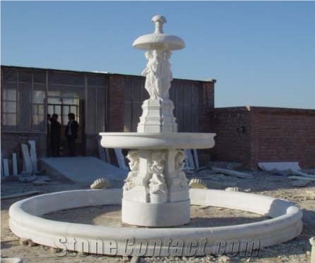 Carved White Marble Fountain Design
