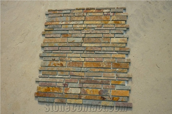 Rusty Slate Mosaic Tile, Stone Wall Panel