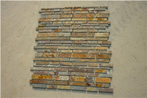 Rusty Slate Mosaic Tile, Stone Wall Panel