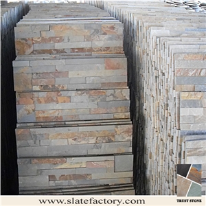 Brown Slate Cultured Stone Wall Cladding, Ledger Stacked Stone Veneer, Thin Ledgestone Veneer