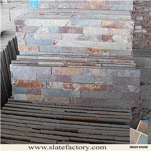 Brown Slate Cultured Stone Wall Pattern, Pillar Ledger Stacked Stone Panel, Thin Ledgestone Veneer