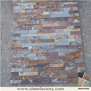 Brown Slate Cultured Stone Wall Pattern, Pillar Ledger Stacked Stone Panel, Thin Ledgestone Veneer
