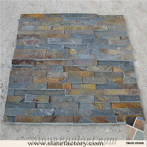 Brown Slate Ledgestone Cladding,Cultured Stone Wall Pattern,Ledger Stacked Stone Panel,Thin Ledgestone Veneer